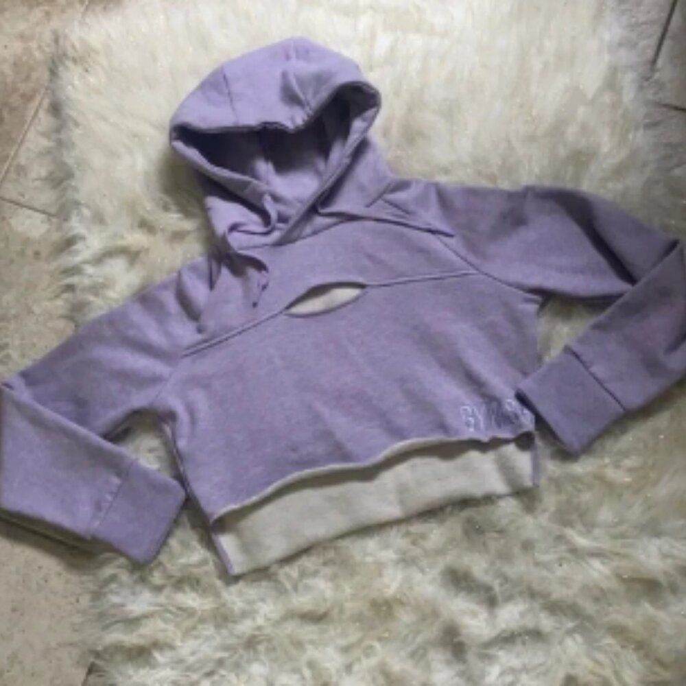 Gymshark || Raw Edge Cropped Hoodie {Lilac}